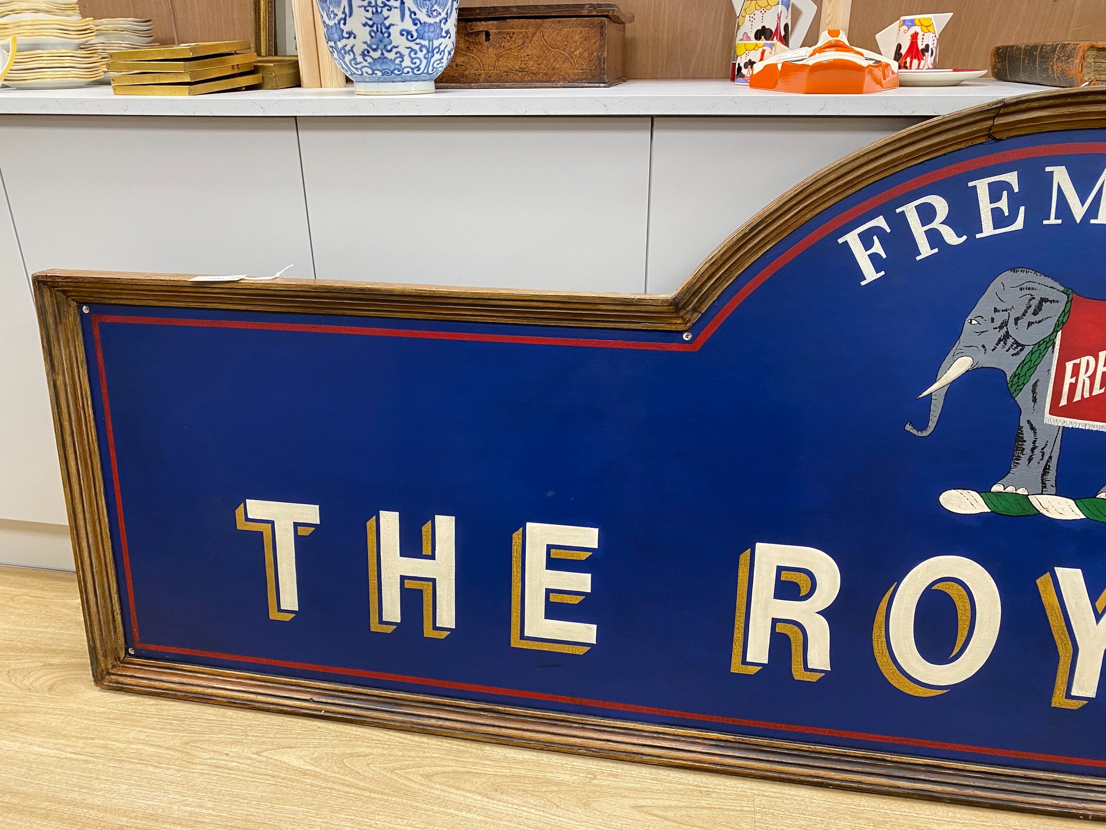 A large Fremlin’s public house sign, The Royal Oak Newick , East Sussex, 1950's - approx 275cm long